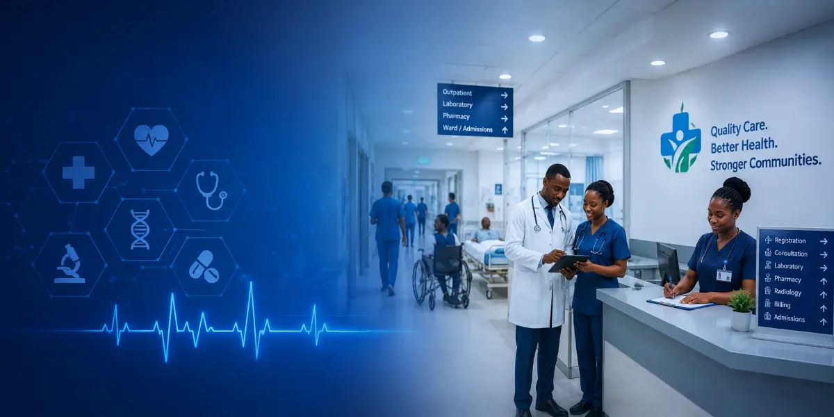 Hospital professionals using digital hospital operations
